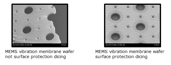 MEMS vibration menbrane wafer not surface protection dicing